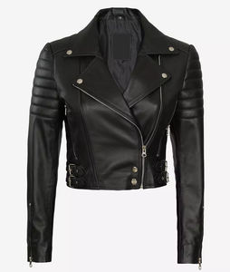 Sandra Bullock Faux Cropped Leather <b>Jackets</b> <b>for</b> <b>Women</b> Customized Design Logo Embroidery Wholesale 2025 Moto Cropped <b>jackets</b> - Product Image 6