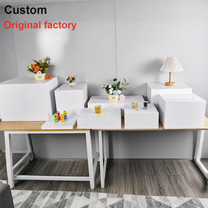 9PCS SET trắng vuông Acrylic bảng Riser Cube hiển thị làm tổ risers lucite vuông thực phẩm Bệ hộp hiển thị - Product Image 1