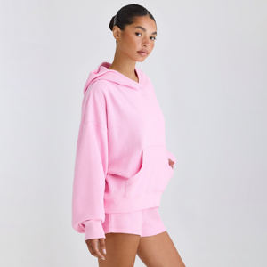 Sweat-shirt à capuche en molleton 100% coton pour femmes, personnalisé, écologique, imprimé, décontracté, uni, tricoté, pull d'hiver, streetwear, logo sur le devant - Product Image 1