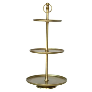 Exclusive Brass 2 <b>Tier</b> <b>Cake</b> <b>Stand</b> Gold Finished for Wedding Birthday Party Decorative Round Shape Tabletop <b>Cake</b> Display <b>Stand</b> - Product Image 3