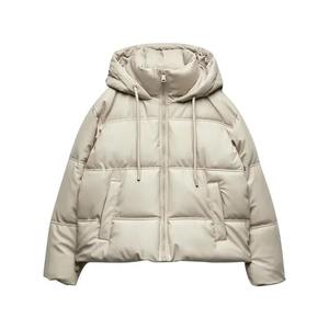 Hiver Femmes Faux Cuir Puffer Jacket 2024 Warm PU Snow Hooded Parka Female Casual Loose Coat Zipper Long Sleeve Overcoat - Product Image 6