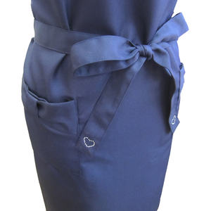Custom Navy Ribbon Bib <b>Apron</b> Children's Cotton Canvas Kitchen & Wedding Accessory with Korean Style for Cleaning-TO-150 - Product Image 3