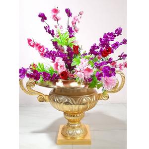 Cuenco de flores de Pedestal de Metal dorado de diseño de moda para decoración de mesa de hogar y boda centros de mesa cuenco de flores con Base - Product Image 1