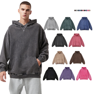 Venta al por mayor de alta calidad 420G sudaderas con capucha para hombre 100% algodón mono lavado francés Terry desgastado Retro Street Hoodies para hombres - Product Image 2