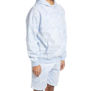 Men's Slim Fit Top Material Long <b>Sleeve</b> <b>Hoodie</b> & <b>Shorts</b> Set Solid Pattern Plus Size for Winter Online Sale - Product Image 3