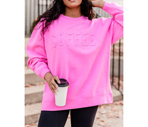 3D Embossed Ladies <b>Pullover</b> Cotton Crew Neck <b>Jumper</b> Custom Design Sweatshirts for Women streetwear breathable casual hoodies - Product Image 6