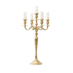 Décoration de Table de mariage T Light bougie 5 bras chandelier plaqué or chandelier éclairage décoration candélabre à prix bas - Product Image 1
