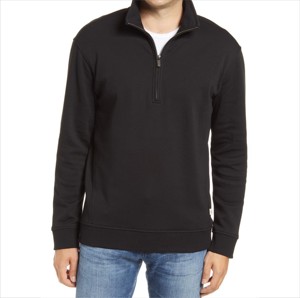 2024 New Arrival <b>Men's</b> Casual Streetwear Clothing <b>Black</b> Polar Fleece Quarter Zipper Sweatshirts Embossed OEM Embroidery Puff - Product Image 1