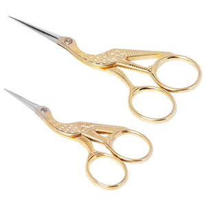 Ensemble de 2 ciseaux à broder et à coudre en acier inoxydable, modèle petit grue, pour droitiers, durables, pour le nail art et les travaux de broderie - Product Image 1