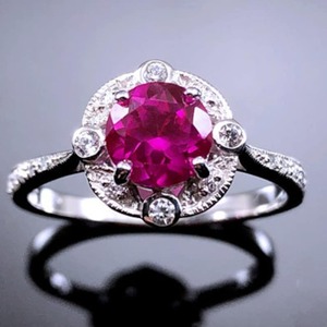 แหวนหมั้นทำมือ925เงินสเตอร์ลิงแหวนแต่งงานสไตล์วินเทจสีชมพูวงรีพลอยทับทิมอัญมณีอินเดีย - Product Image 6