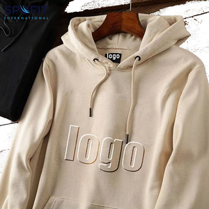 High Quality 2025 Men's Embossed Hoodie Autumn Winter Casual Loose Hoodie Men Pullover Drop Shoulder Solid Color Hoodies - Product Image 4