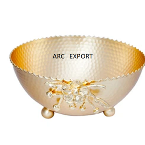 Métal en acier argenté Nouveaux articles de conception élégants avec des bols de conception de feuille de fleur en métal doré Bol décoratif pour la maison au prix le plus bas - Product Image 3