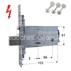 CERRADURA ELECTRICA DOBLE MAPA 8/12V AC para triples bandas, 4 tiros y pestillo, Frontal. ACERO INOXIDABLE. Cañas no incluidas. - Product Image 1