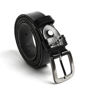 Ceinture en cuir véritable pour homme, couleur unie, boucle à ardillon, style décontracté, ceinture en cuir de vache avec boucle rectangulaire en acier, design durable - Product Image 2