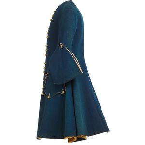 เสื้อโค้ทกันหนาวขนแกะแกลบเบอร์กันดีแบบยืดหยุ่นเสื้อโค้ทสีฟ้าทำด้วยมือสไตล์ยุคกลางศตวรรษที่17th - Product Image 4