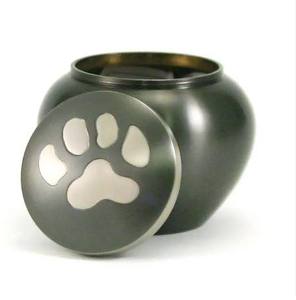 Teal and Gold Metal Pet Cremation Urn with Elegant Paw Print Accents for Small <b>Dog</b> and Cat <b>Memorial</b> - Product Image 5