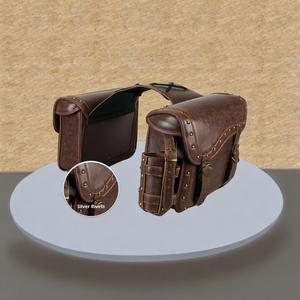 Sac de selle de moto en cuir pur vintage fait à la main classique marron Cruiser Touring Bikes sac latéral avec fermeture à boucle - Product Image 6