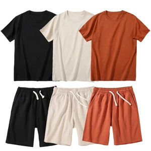 Conjuntos de pantalones cortos de algodón informales para hombre al por mayor 2025, camiseta de manga corta, pantalones cortos, conjunto de chándal liso, conjuntos de 2 piezas para hombre - Product Image 5