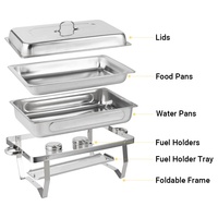 Chauffe-Plat Pliable 9L pour Buffet – Ensemble Rectangulaire en Acier Inoxydable – Vente Chaude – Équipement de Restauration Économique en Gros