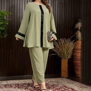 Khiêm tốn nida 2 pcs co ORD Chất lượng cao cộng với kích thước dài tay áo hồi giáo quần áo phụ nữ thanh lịch abaya - Product Image 4