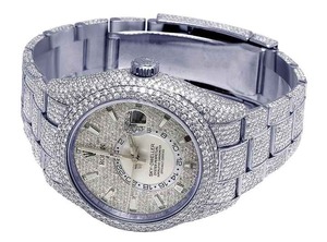 Véritable VVS Moissanite Diamant Montre-Bracelet pour Hommes Cadran Rond Argent Plaqué Acier Inoxydable Hip Hop Glacé Montre De Luxe Mode J - Product Image 5