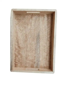 Plateau de service en bois de luxe avec finition naturelle pour servir des aliments, du thé, du café et des petits-déjeuners, plateau de service en bois fait main pour un usage quotidien - Product Image 4