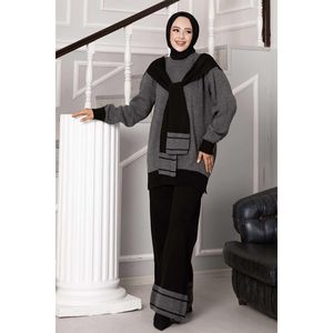Scarfed Double Knitwear 2 Piece Set Anthracite - Product Image 1
