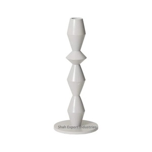 Unique Decorative Geometric Shape Metal <b>Taper</b> <b>Candle</b> Holder White Finished for Home Event and Party Decoration - Product Image 1