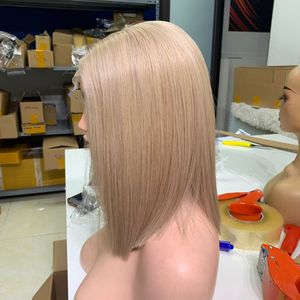 Vente chaude 100% Vietnam Cheveux Humains Bruts Blonde Gris Couleur HD Lace Front Perruques Os Droite Style Frontal Lace Perruque Transparent - Product Image 3