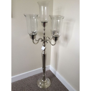 Design minimaliste candélabre table couleur argent brillant poli ensemble de 2 chandeliers porte-cire fournitures de pièce maîtresse de mariage - Product Image 5