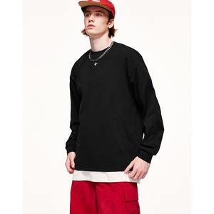 T-shirt vierge personnalisable de haute qualité 100% coton T-shirt unisexe surdimensionné solide col rond à manches longues - Product Image 4