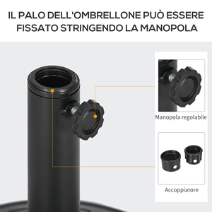 Outsunny Base Paraguas Redondo Ø 43cm 13kg Hormigón para Postes de 38mm y 48mm, Negro - Product Image 4