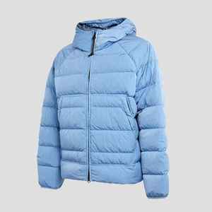 2025 OEM Invierno Azul logotipo personalizado frente 100% poliéster a prueba de viento cremallera hombres chaqueta acolchada con capucha - Product Image 2