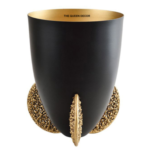 Cuenco Decorativo Redondo de Acero Inoxidable con Acabado Dorado y Negro, Cuenco Comercial para Champán - Product Image 1