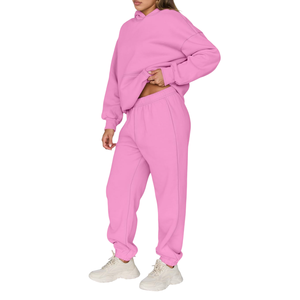 Vente en gros Survêtement-Survêtements de course à capuche de qualité supérieure pour femmes: Couleur unie, coupe ample, vêtements de sport de haute qualité pour femmes - Product Image 4