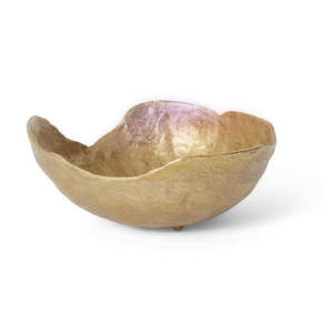 Tazón de frutas dorado de metal fundido, nueces y ensaladera, bordes esculpidos, fines de servicio de cocina con - Product Image 2