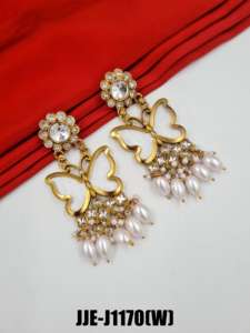 Haute qualité Kundan boucle d'oreille alliage blanc 1.8 grammes paire léger bijoux de mode traditionnels fournisseur en gros en ligne - Product Image 2