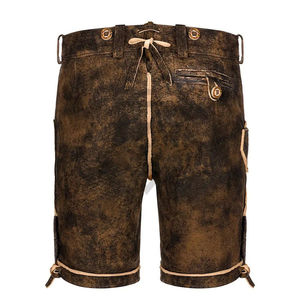 Pantalones cortos bordados de cuero marrón sueco genuino Oktoberfest Lederhosen 100% para hombre - Product Image 6