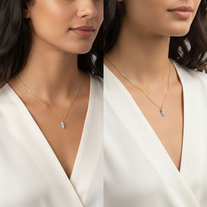 Collar con Colgante de Calcedonia Aqua, Romántico, Chapado en Oro, Plata de Ley 925, Cadena con Forma de Bala, Collar para Compromiso y Bodas - Product Image 6