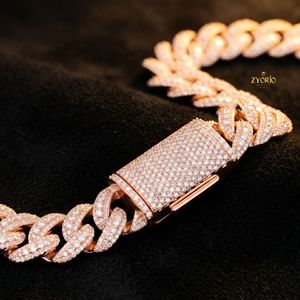 สร้อยคอฮิปฮอปแบบ Cuban Link ชุบทองคำชมพู 14K ประดับเพชร Moissanite เกรด VVS - Product Image 4