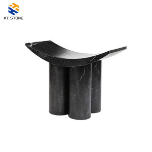 Taburete Otomano de Mármol Natural Acanalado para Sofá, Mueble de Ocio, Decoración del Hogar, Taburete de Cerámica con Textura de Mármol - Product Image 5