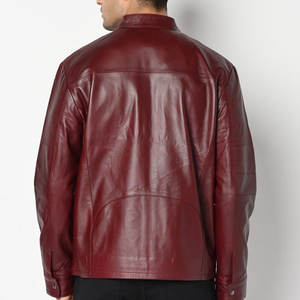 Veste en cuir de moto enduite de haute qualité avec col montant Matériau en peau de vache Style vintage pour hommes-Vente en gros sur mesure - Product Image 4