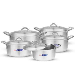 Đầu Bếp 5 Pcs Cookware Set Trong 18-26 Cát Đánh Bóng Nhôm Đánh Bóng Sâu Nấu Ăn Chậu Lớn Pakistan Nhà Sản Xuất Tốt Nhất