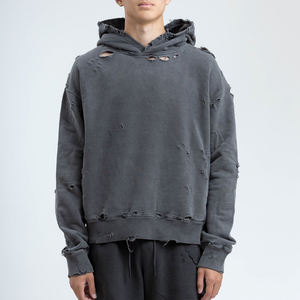 Streetwear surdimensionné pour homme, pull en molleton de coton vieilli, sweat à capuche lourd - Product Image 6