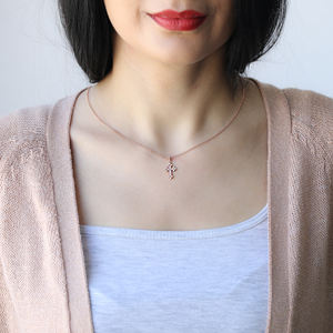 Clear Zircon Stone <b>Cross</b> Design Charm <b>Necklace</b> Pendant Turkish Handmade Wholesale 925 Sterling Silver Jewelry - Product Image 2