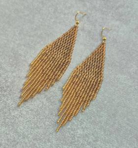 Boucles d'oreilles à franges perlées ombrées, faites à la main - Product Image 2