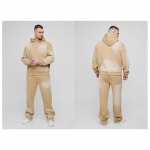 Custom Logo 2025 <b>Embroidery</b> Distressed Tracksuit Unisex Hooded Plus Size Eco-Friendly Printed Solid Pattern Winter Season <b>Sets</b> - Product Image 1