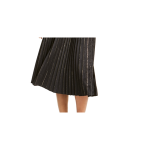 Gonna Nera Plissettata in Velluto da Donna Lucy Paris, Stile Vintage Lucido, Tessuto in Corduroy Ricamato, Taglia XS, Logo Stampato, Vita Alta - Product Image 3