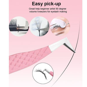 Pinces à épiler pour extensions de cils en acier inoxydable de haute qualité, pointe pointue, pointe en fibre, prix bas, marque privée, outil de beauté, utilisation en salon - Product Image 3