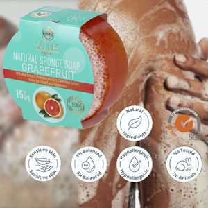 Jabón Sólido de Pomelo de Lujo con Esponja, Hidratante y Exfoliante, Alta Calidad, Venta al Por Mayor, Hecho en la UE - Product Image 2